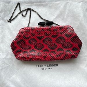 Judith Leiber Couture Whitman Anaconda Clutch Bag, Red/Black